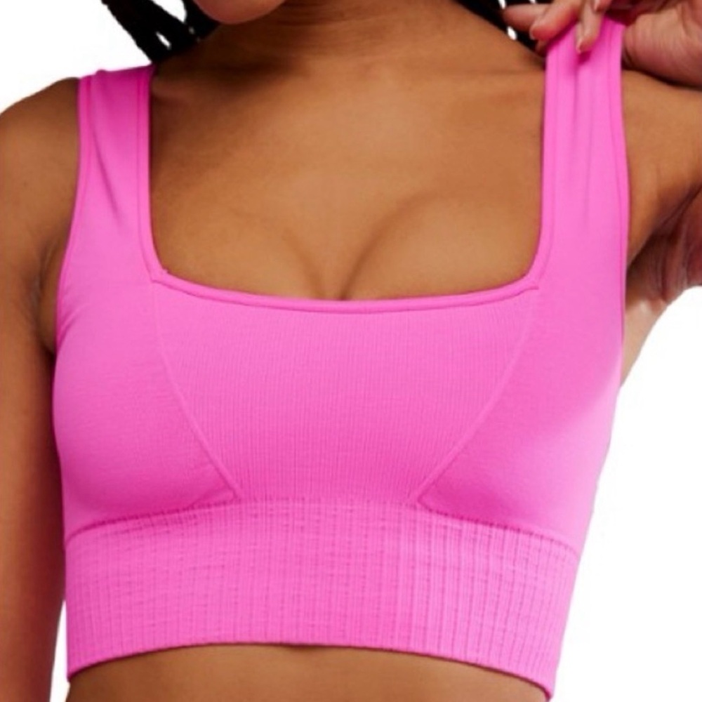 FP movement Pink Ribbed Sports Bra